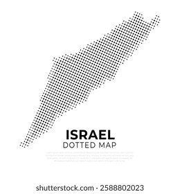  minimalist of Israel dotted map illustration.a map of israel dots black with halftone geometric symbol.on white background