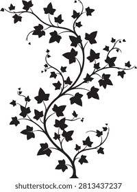 Minimalist ivy silhouette for design elements ideal for branding and graphic overlays.