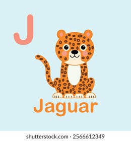 Minimalist Jaguar Illustration for Kids Alphabet