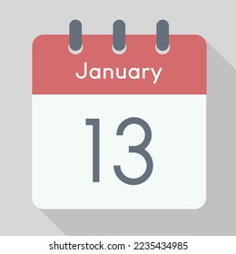 Minimalist January calendar vector with shadow