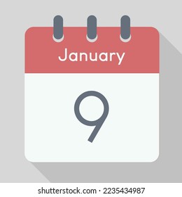 Vector de calendario minimalista de enero con sombra