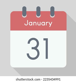 Vector de calendario minimalista de enero con sombra