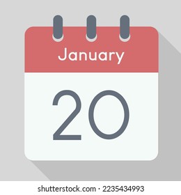 Vector de calendario minimalista de enero con sombra