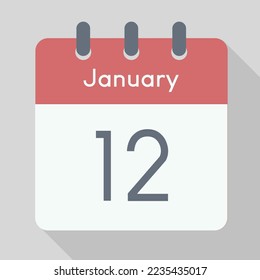 Minimalist January calendar vector with shadow