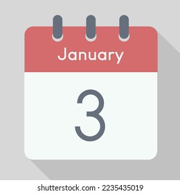 Minimalist January calendar vector with shadow