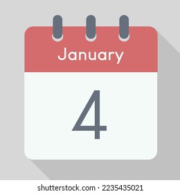 Vector de calendario minimalista de enero con sombra