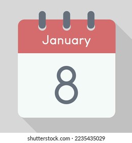Vector de calendario minimalista de enero con sombra