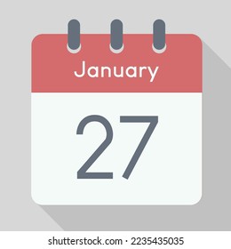 Minimalist January calendar vector with shadow