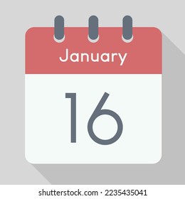 Vector de calendario minimalista de enero con sombra