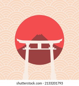 Minimalist japan torii gate and fuji mountain wallpaper. 