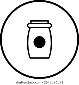 Minimalist jar icon design with clean lines and circular frame, suitable for web use