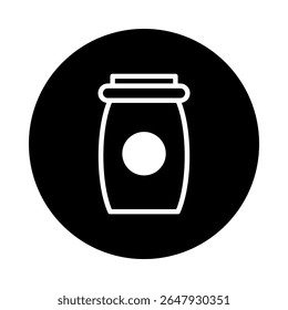 Minimalist jar illustration showcasing a simple food container design against a stark black backdrop highlighting simplicity