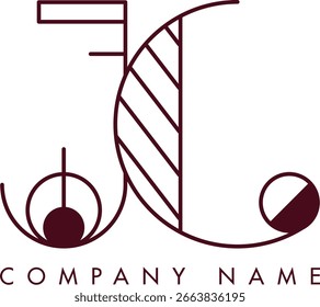 Minimalist JC logo featuring a monogram within a circular frame in minimalist style, ideal for branding. The design showcases abstract shapes with clean lines emphasizing elegance and professionalism.
