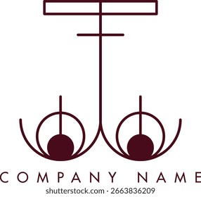 Logotipo JJ minimalista com um monograma dentro de um quadro circular em estilo minimalista, ideal para branding. O design mostra formas abstratas com linhas limpas, enfatizando elegância e profissionalismo.