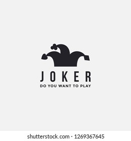 minimalist Joker / jester hat logo icon vector template on white background