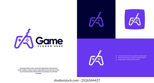 Joystick minimalista con estilo de arte de línea, juegos, Diseño gráfico de logotipo.