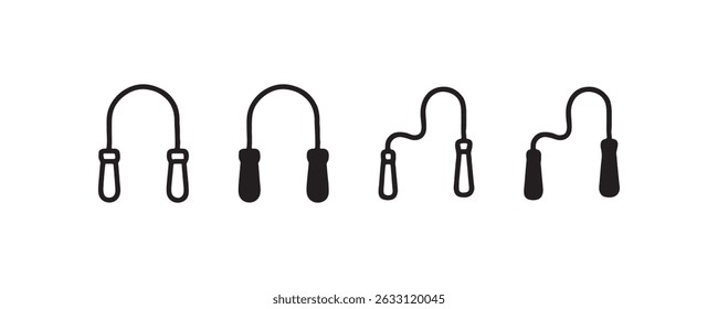 Minimalist jump rope icon set in black and white design.