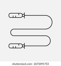 Ícone minimalista de pular corda. Design simples de corda de salto com alças. Ilustração de corda de salto com tema de aptidão. Perfeito para exercícios, ginástica ou visuais de treino. Vetor de ilustração de saúde e bem-estar.