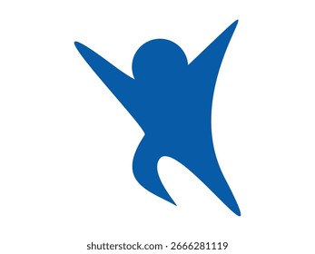 Minimalist jumping person icon vector with human silhouette in dynamic jump pose, perfect for sport, fitness, athlete logo, active lifestyle, web design, and creative graphic projects.