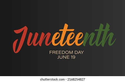 Minimalist Juneteenth horizontal banner design. Vector template for Juneteenth Freedom day with text logo. Celebration in USA