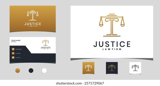 Minimalist justice logo with business card design template