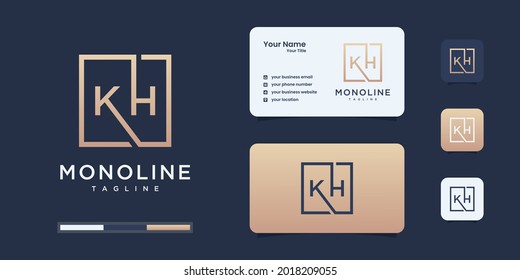 Minimalist k and h logo design template. k h logo for your business.