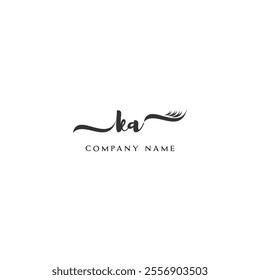 Minimalist KA Logo Design with Abstract Feather Element