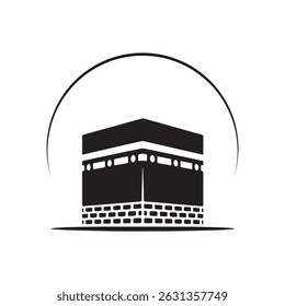 Ilustração minimalista do vetor de Kaaba - Projeto islâmico do sítio sagrado para os temas de Hajj e Umrah