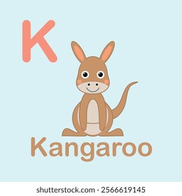 Minimalist Kangaroo Illustration for Kids Alphabet