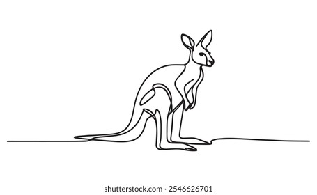 Minimalist Kangaroo Line Icon. Clean and Elegant Vector Illustration