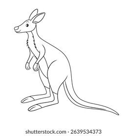 Minimalist kangaroo outline illustration standing with distinctive tail and ears design.