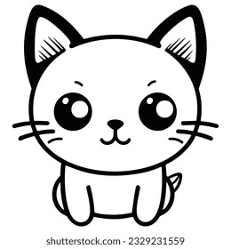 Minimalist Kawaii Cat Coloring Page