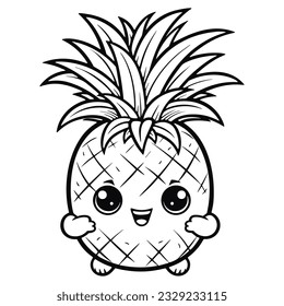 Minimalist Kawaii Pineapple Coloring Book