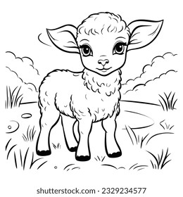 Minimalist Kawaii Sheep Coloring Page