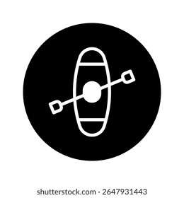 Ilustração minimalista do ícone do caiaque mostrando a atividade recreativa do esporte aquático e a aventura em um elemento gráfico simples do projeto