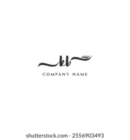 Minimalist KB Logo Design with Abstract Feather Element