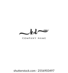 Minimalist KD Logo Design with Abstract Feather Element