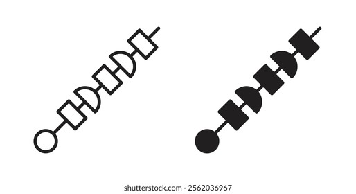 Minimalist Kebab Skewer Icon, Barbecue Food Symbol in Line Art Style