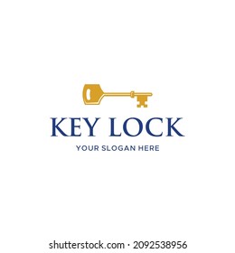 minimalist KEY LOCK locking wrench logo design