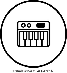 Minimalist Keyboard Icon: Black and White Vector Illustration within a Circle Frame