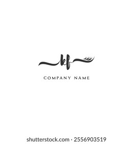 Minimalist KF Logo Design with Abstract Feather Element