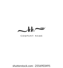 Minimalist KH Logo Design with Abstract Feather Element