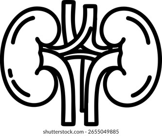 Minimalist kidney icon. A simple vector graphic for medical textbooks, educational diagrams about the human body, and dialysis clinics