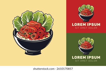 Minimalist Kimchi Bowl Logo Japanese Korean Inspired