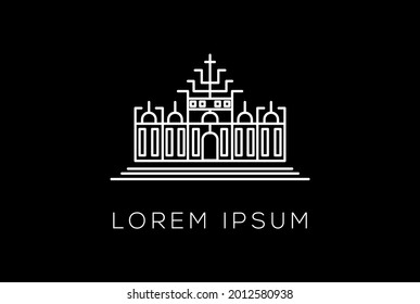 Minimalist Kingdom Empire Line Outline Logo Design Vector