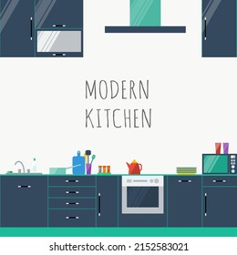 Minimalist kitchen Flat Design Gift Card Pattern background 