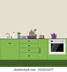Minimalist kitchen Flat Design Gift Card Pattern background 