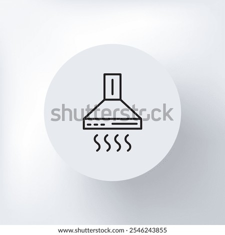 Minimalist kitchen hood icon in a circle on a light gray background.