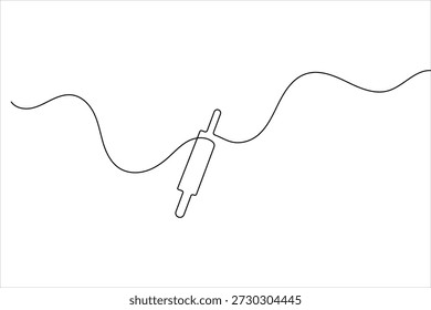 Minimalist kitchen roller pin illustration created with a continuous line on a white background