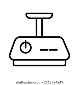 Minimalistisches Küchenskala-Liniensymbol. Vektorgrafik einer digitalen Wiegevorrichtung zum Kochen, Backen und Diätmessen von Symbolen.
